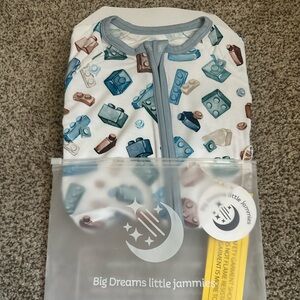 big dreams little jammies Block Party Blue Bamboo Romper